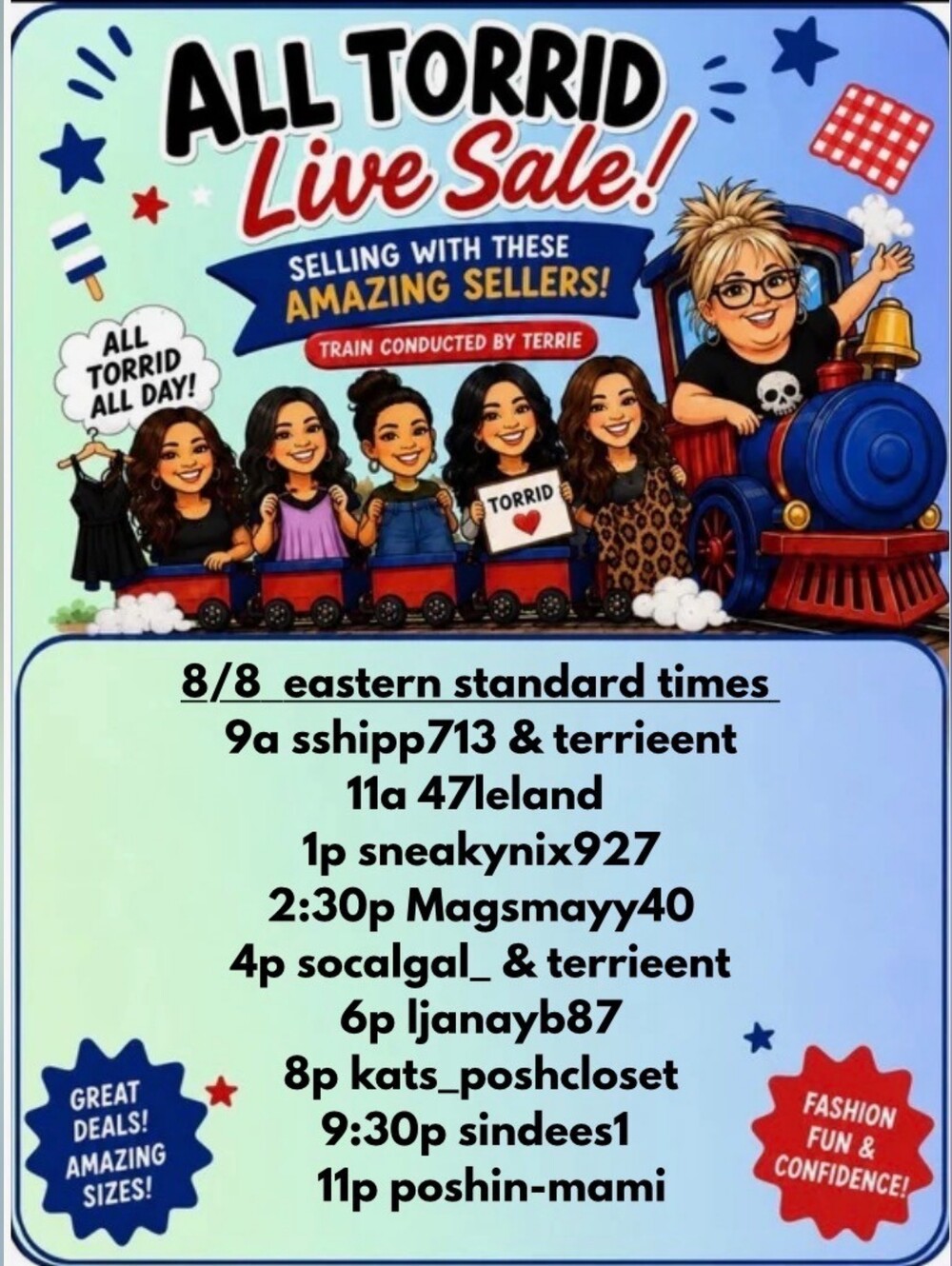🍒8/8/2026🍒TORRID MONTHLY RAID TRAIN Full Day OF TORRID SELLERS